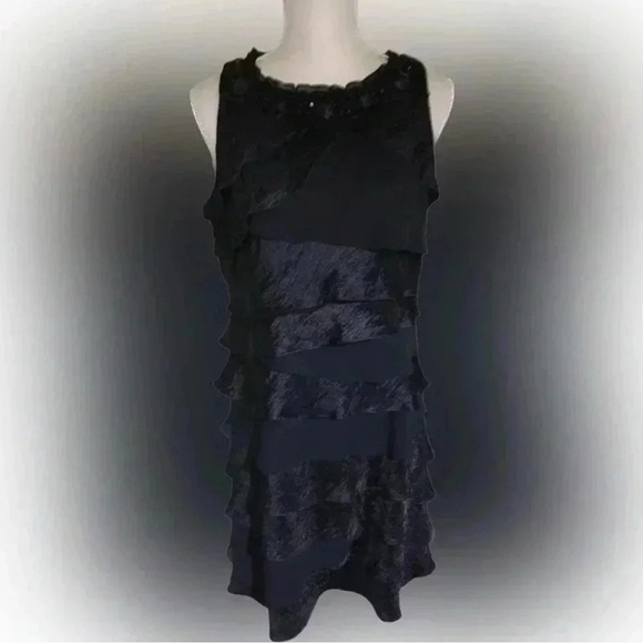 SL Fashions Black Tiered Sheath Cocktail Dress - Picture 5 of 7